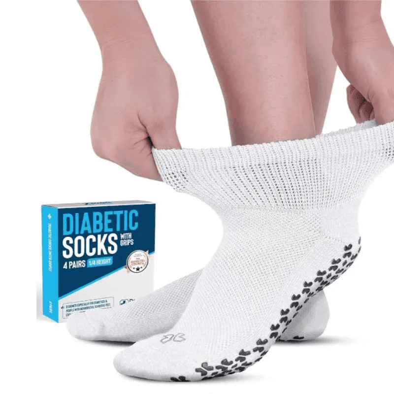4-Pack Gripper Diabetic Socks - Secure and Comfortable Fit
