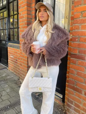 Arielle mocha faux fur jacket