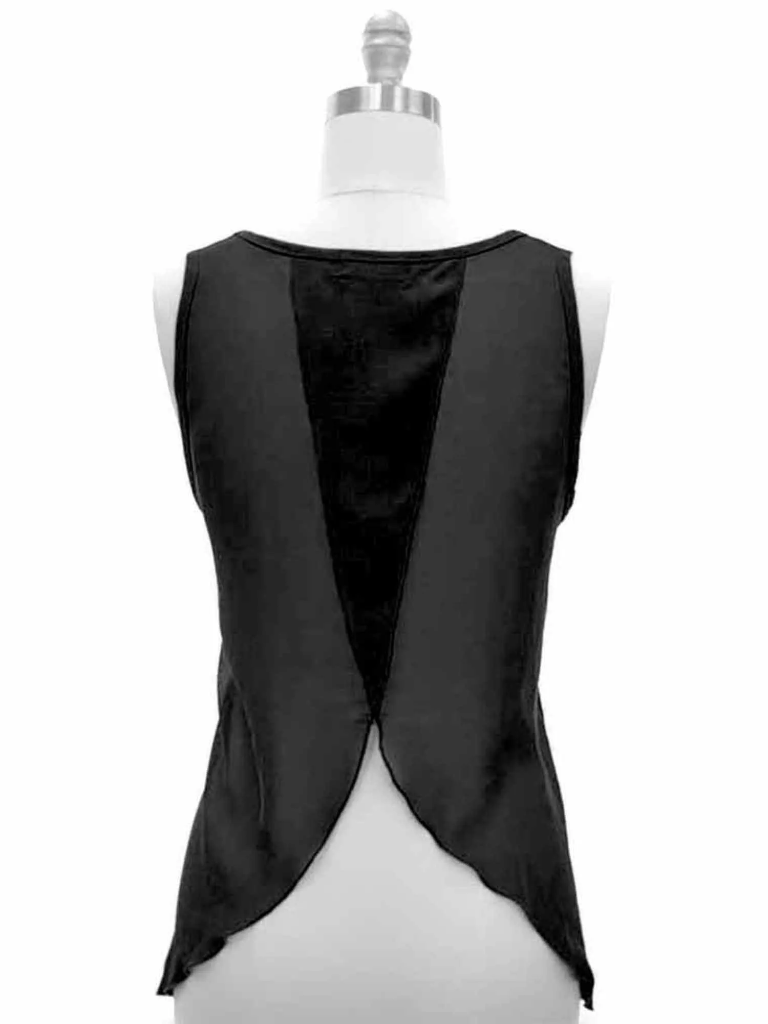 Black Sleeveless Sheer Ruffled Top Size Small