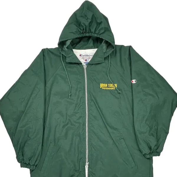 Bryan Station Defenders Champion Oversized Windbreaker - Large Green Nylon