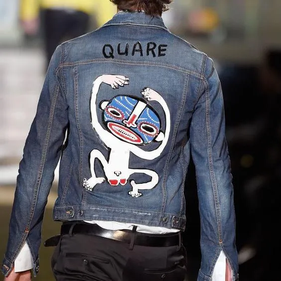 Casual abstract illustration funny denim jacket