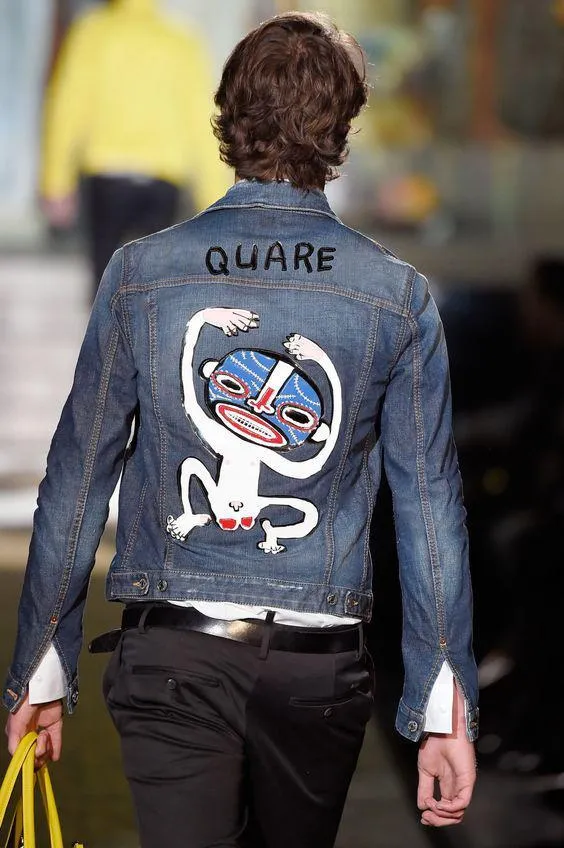 Casual abstract illustration funny denim jacket
