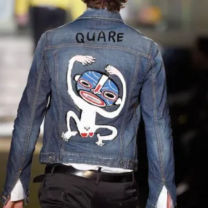 Casual abstract illustration funny denim jacket