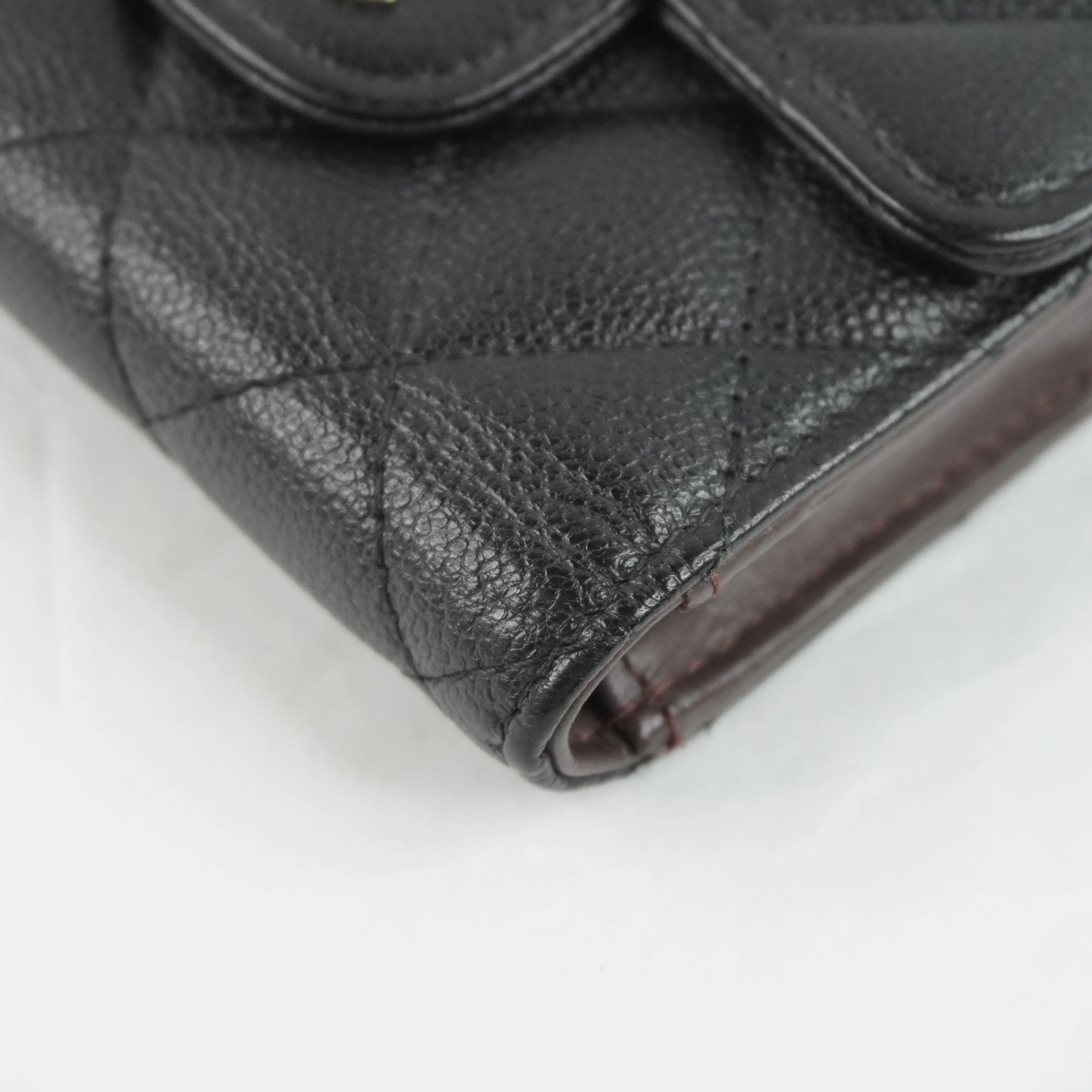 Chanel Compact Wallet Black SHW Caviar