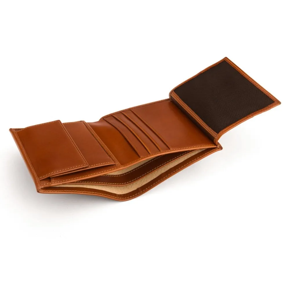 Compact Leather Wallet With Coin Purse - Havana Tan