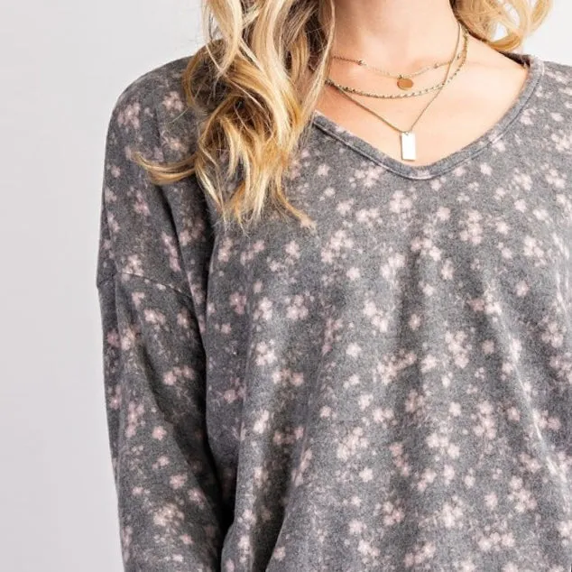 Delicate Floral Print Long Sleeve Top