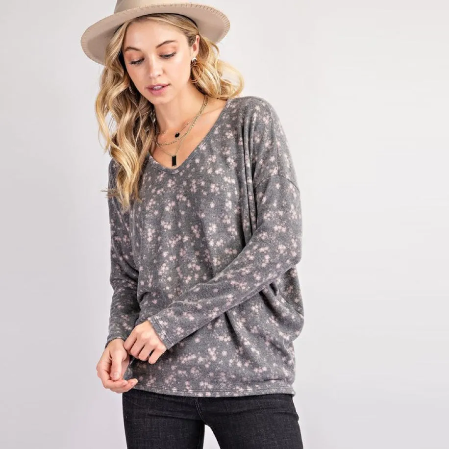 Delicate Floral Print Long Sleeve Top