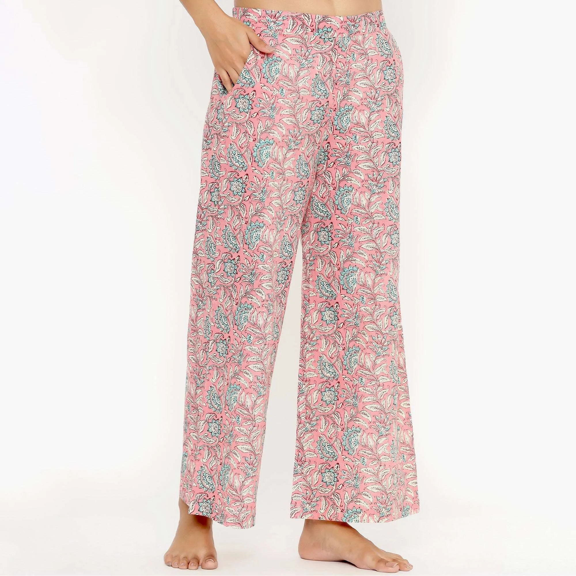 Delicate Jaal On Pink Loungewear Top Set