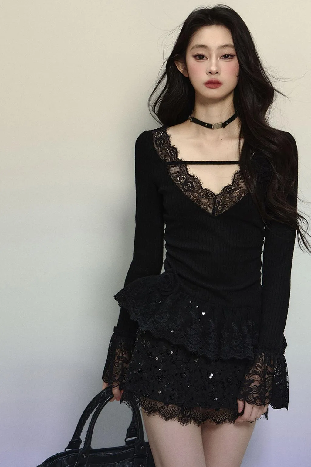 Delicate Lace Trim Knit Top