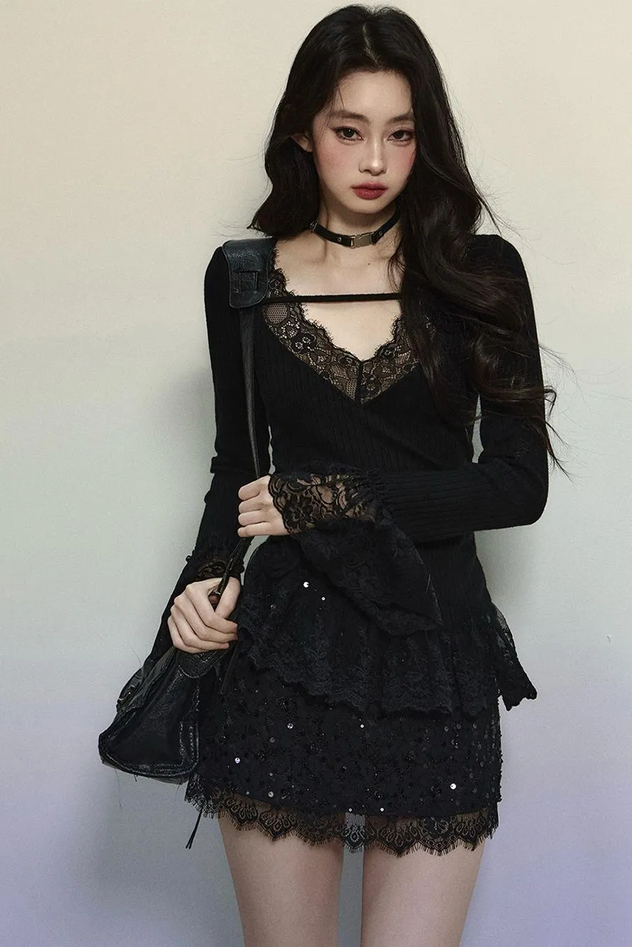 Delicate Lace Trim Knit Top