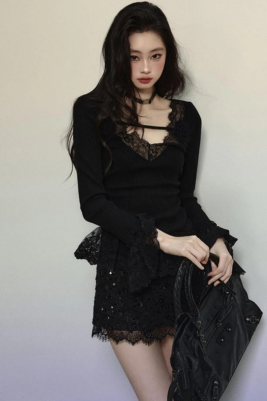 Delicate Lace Trim Knit Top