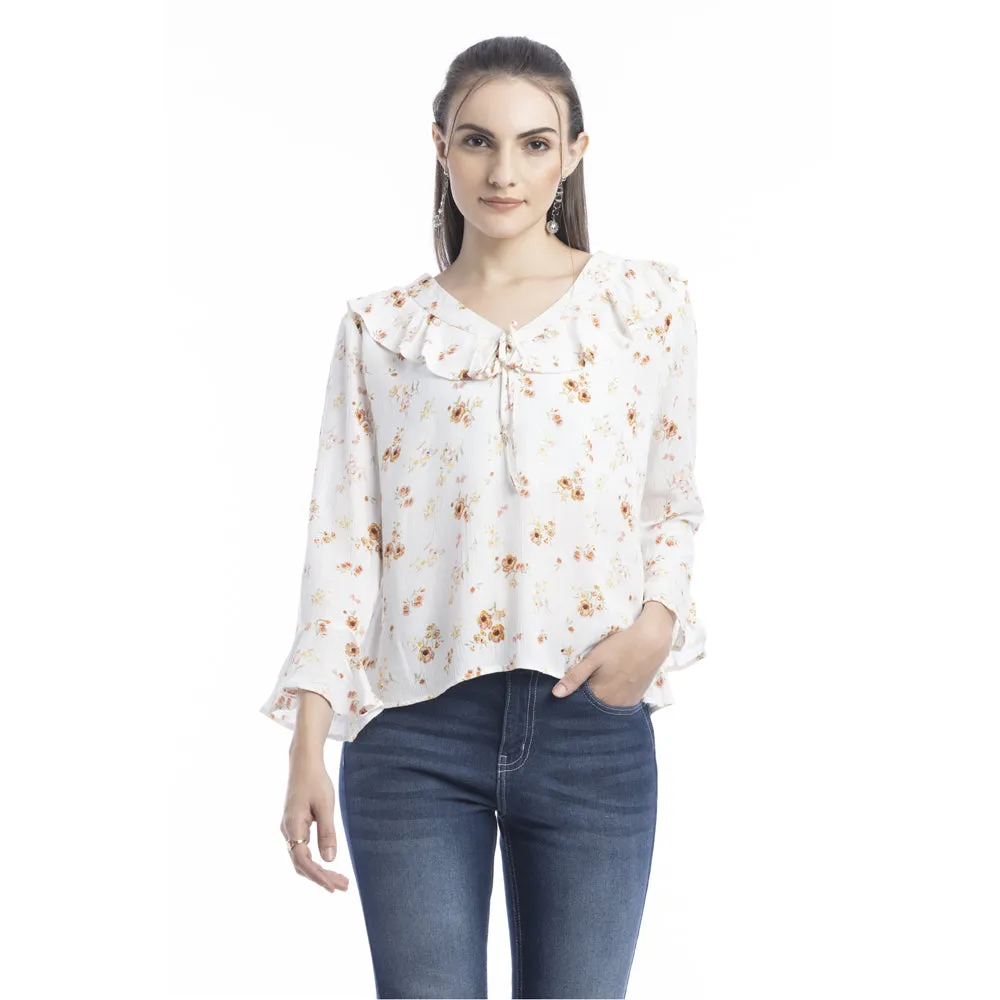 Delicate Roses V-Neck Top