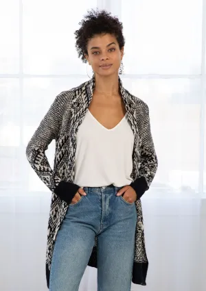 Diamond Patterned Mid-Length Cardigan