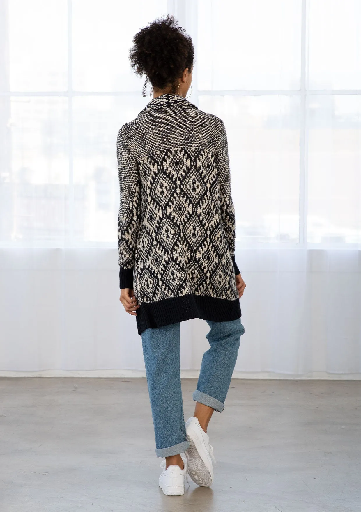 Diamond Patterned Mid-Length Cardigan