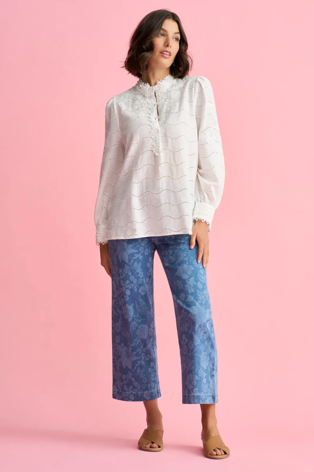 Embroidered Linen Blouse