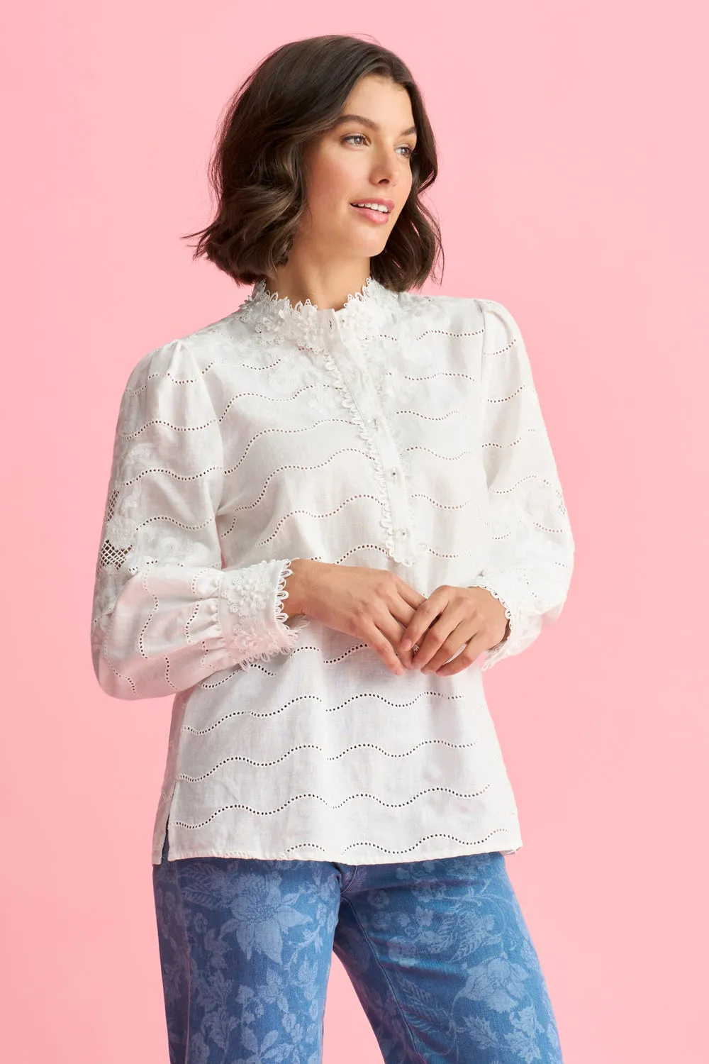 Embroidered Linen Blouse