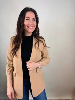 Full Disclosure Ruched Sleeve Blazer