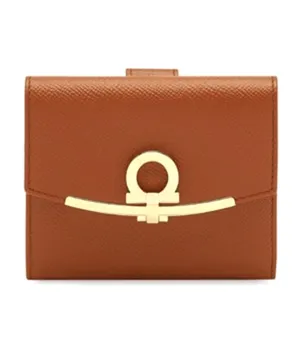 Gancini Compact Wallet Cognac