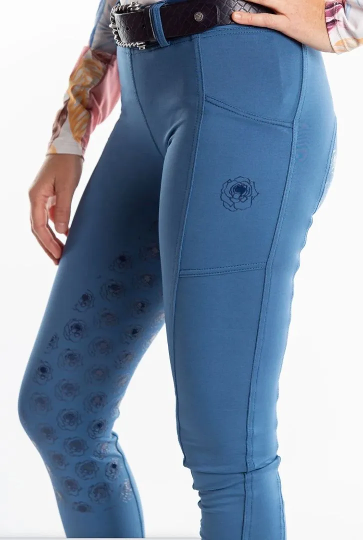 Hannah Childs Danielle Full Seat Riding Tight Stone Blue Large New w/Tags