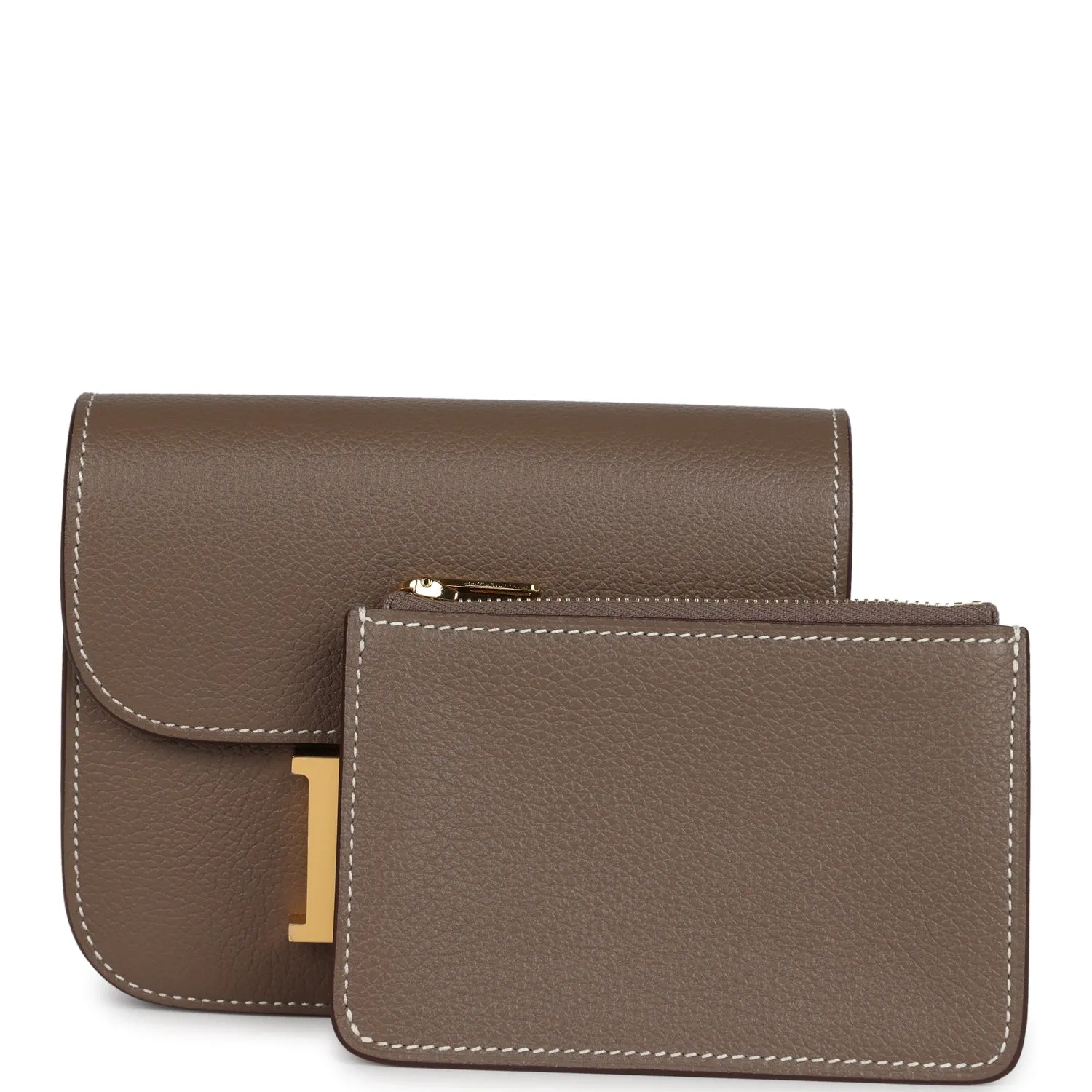 Hermes Constance Slim Wallet Etoupe Evercolor Gold Hardware