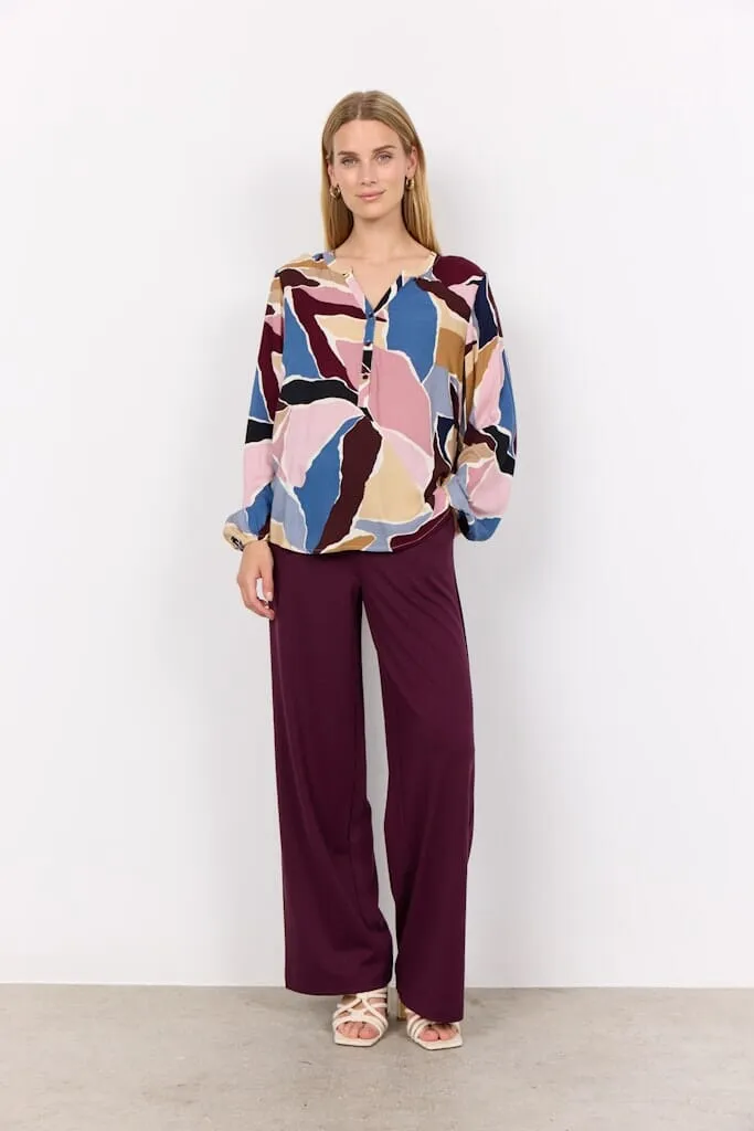 Ilana Blouse in Wine Combi