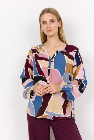 Ilana Blouse in Wine Combi