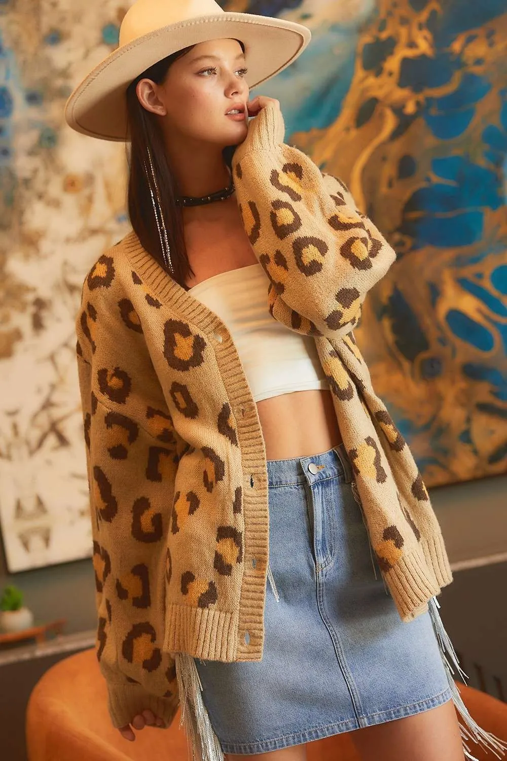 Leopard Print Oversize Cardigan