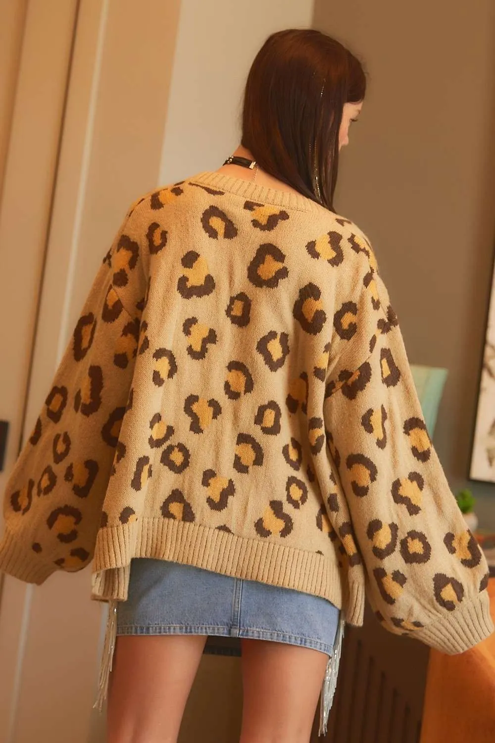 Leopard Print Oversize Cardigan