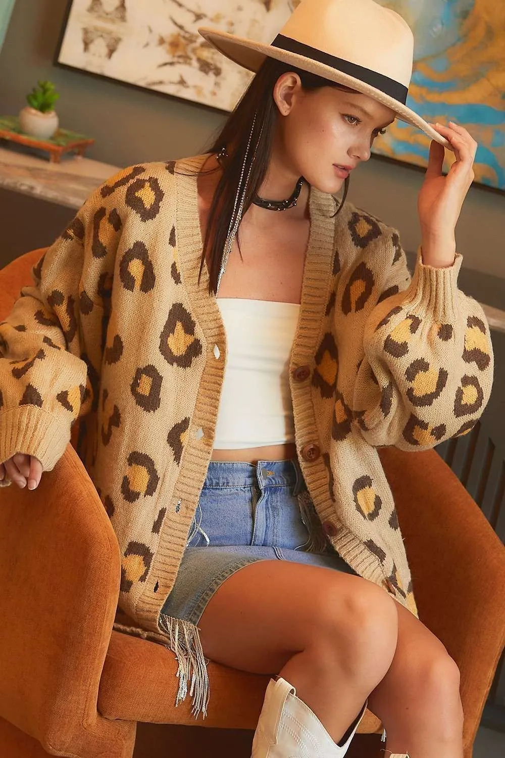 Leopard Print Oversize Cardigan