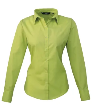 Lime* - Women's poplin long sleeve blouse
