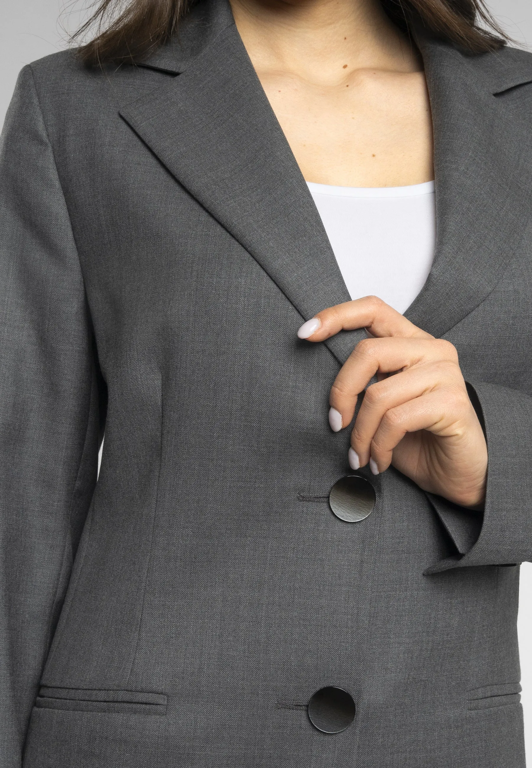 Lisa Italian Wool Women's Blazer - Tailored Slim-Fit Light Grey for Stylish Professional Look, Matches with Sara Grey  Trousers