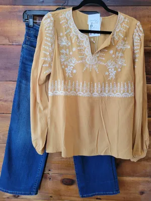 Marigold Embroidered Top