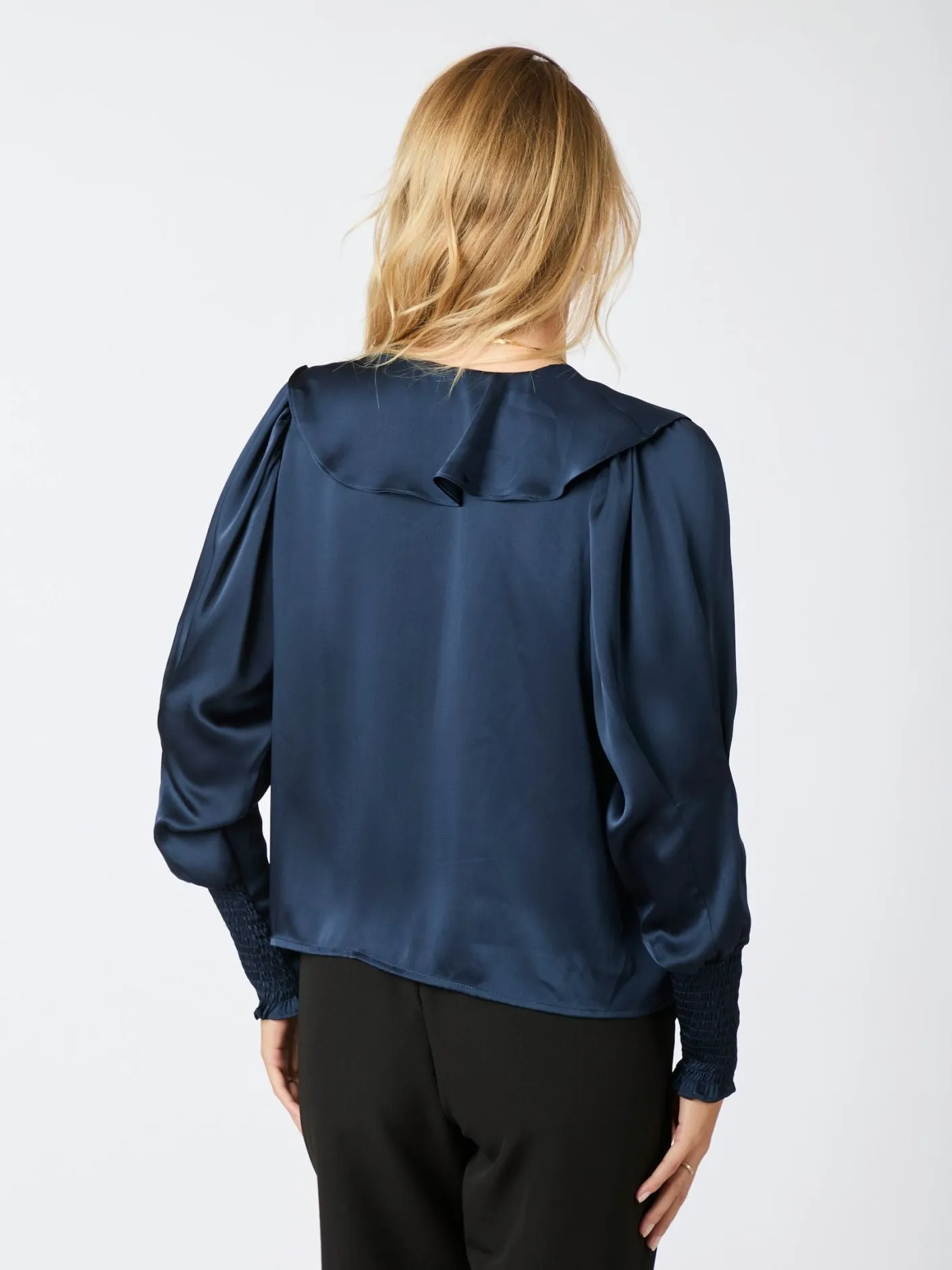 NEO NOIR SANDIE SATEEN BLOUSE - NAVY