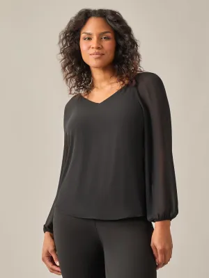 Plus Size Raglan Sleeve Blouse, Black