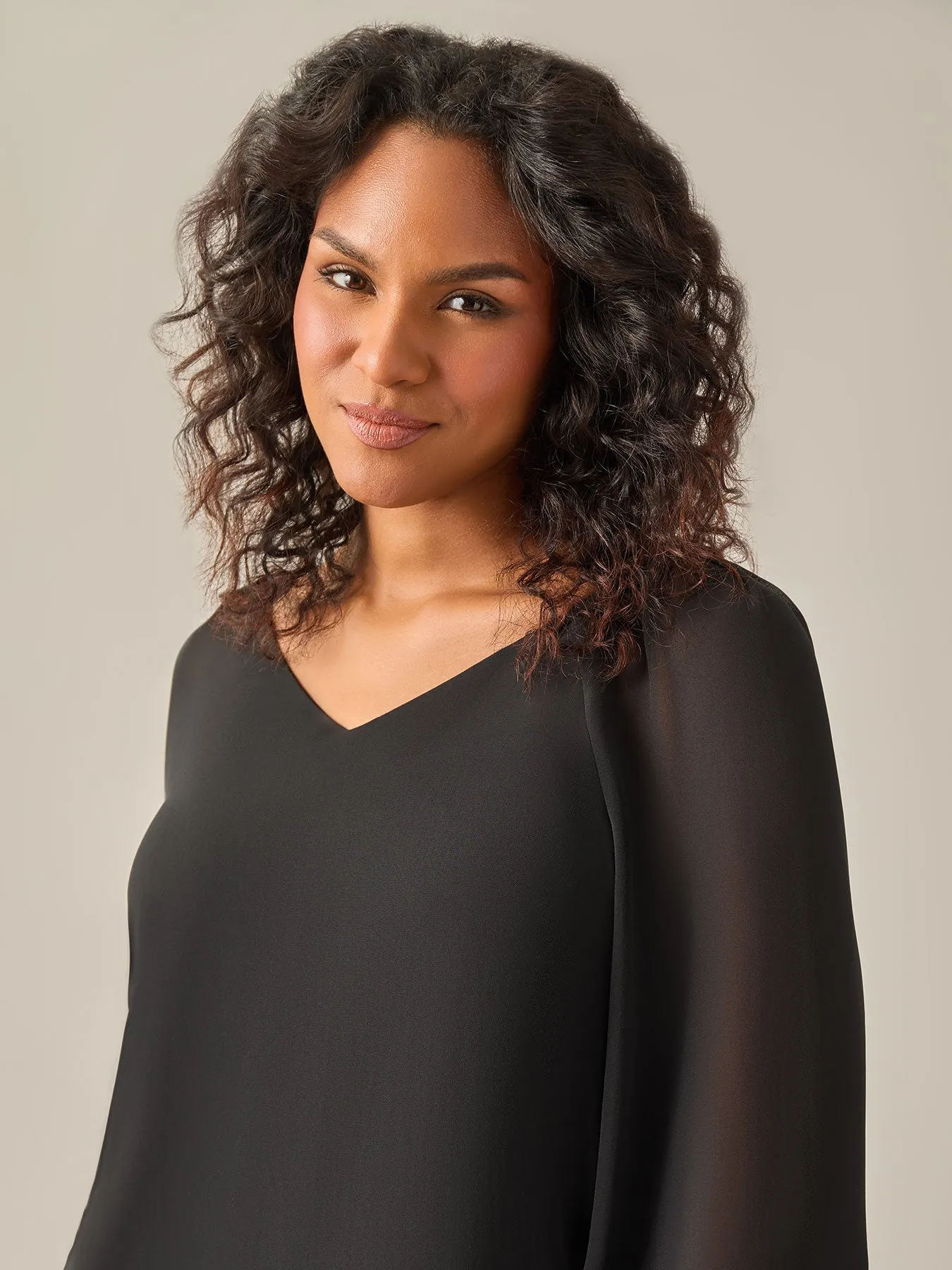 Plus Size Raglan Sleeve Blouse, Black