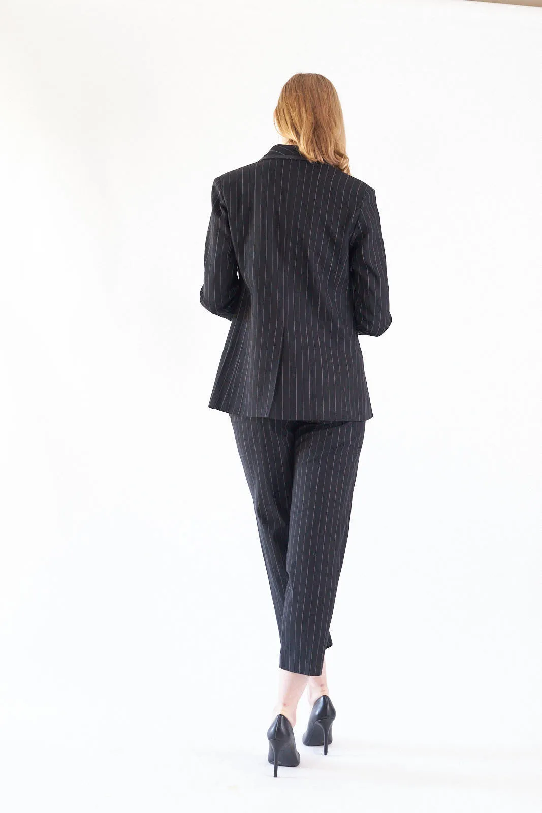 Power Woman- Black/White Pinstripes Blazer/Suit