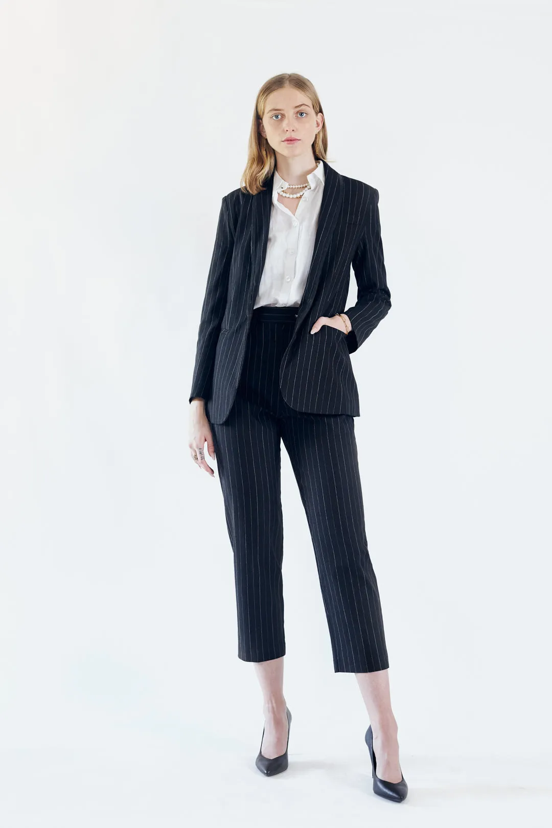 Power Woman- Black/White Pinstripes Blazer/Suit