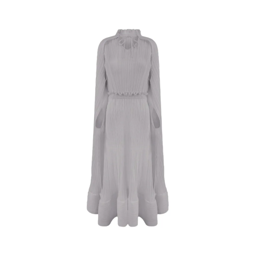 Pre Order:  Cloak Sleeves Pleated Long Dress