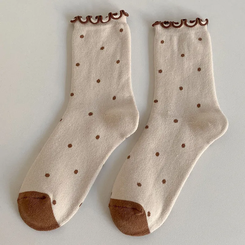 Retro Polka Dot Cotton Socks | Cute & Comfortable Footwear