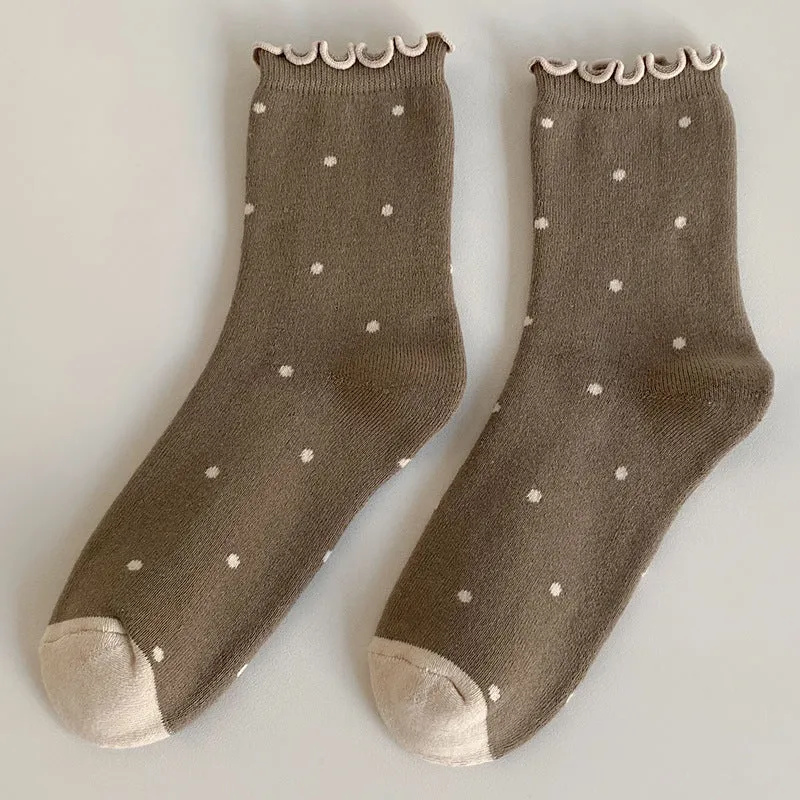 Retro Polka Dot Cotton Socks | Cute & Comfortable Footwear