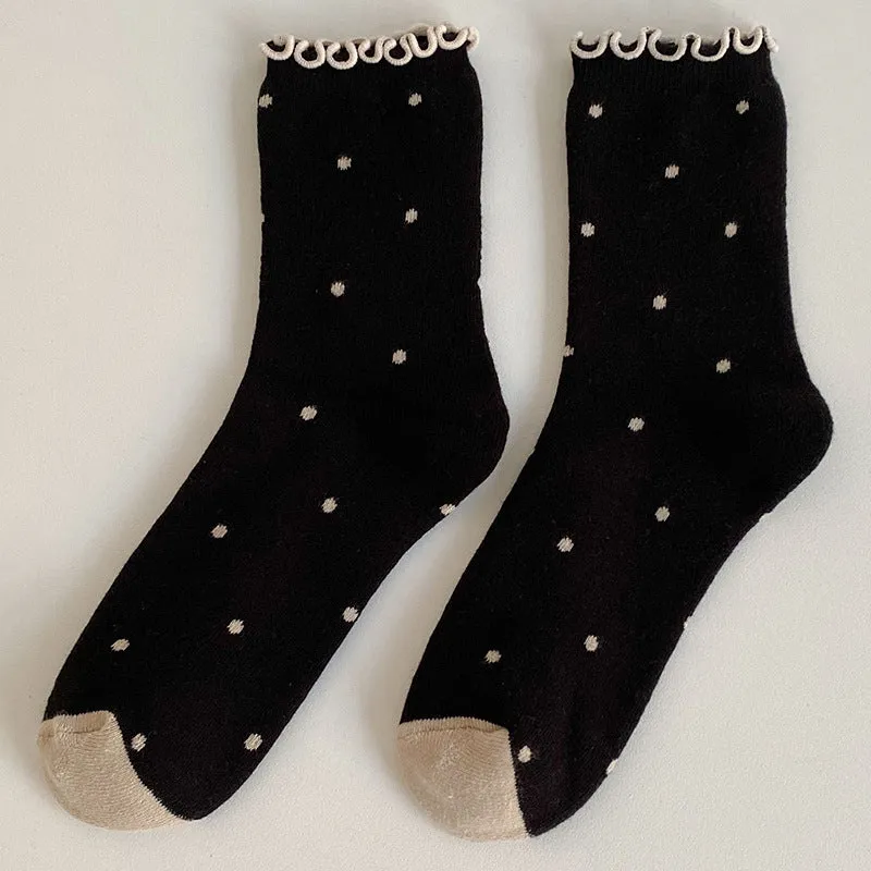 Retro Polka Dot Cotton Socks | Cute & Comfortable Footwear