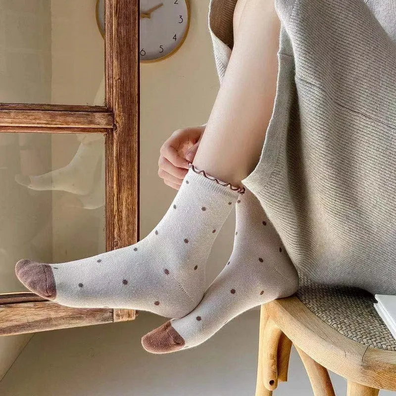 Retro Polka Dot Cotton Socks | Cute & Comfortable Footwear