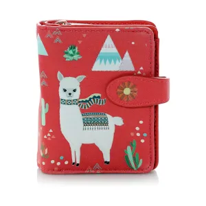Shagwear Llama Pattern Small Salmon Zipper Wallet