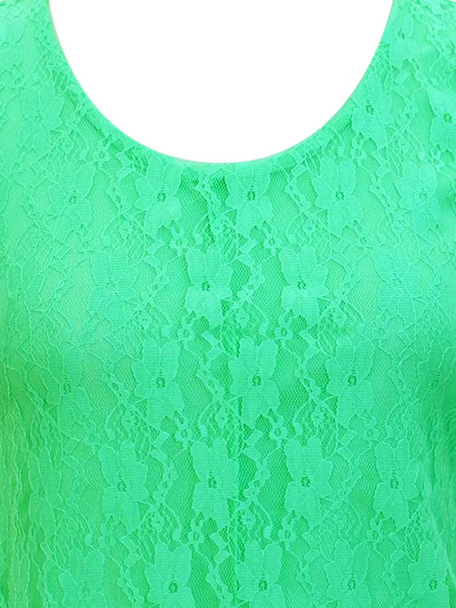 Short Sleeve Lace Blouse With Scoop Neckline
