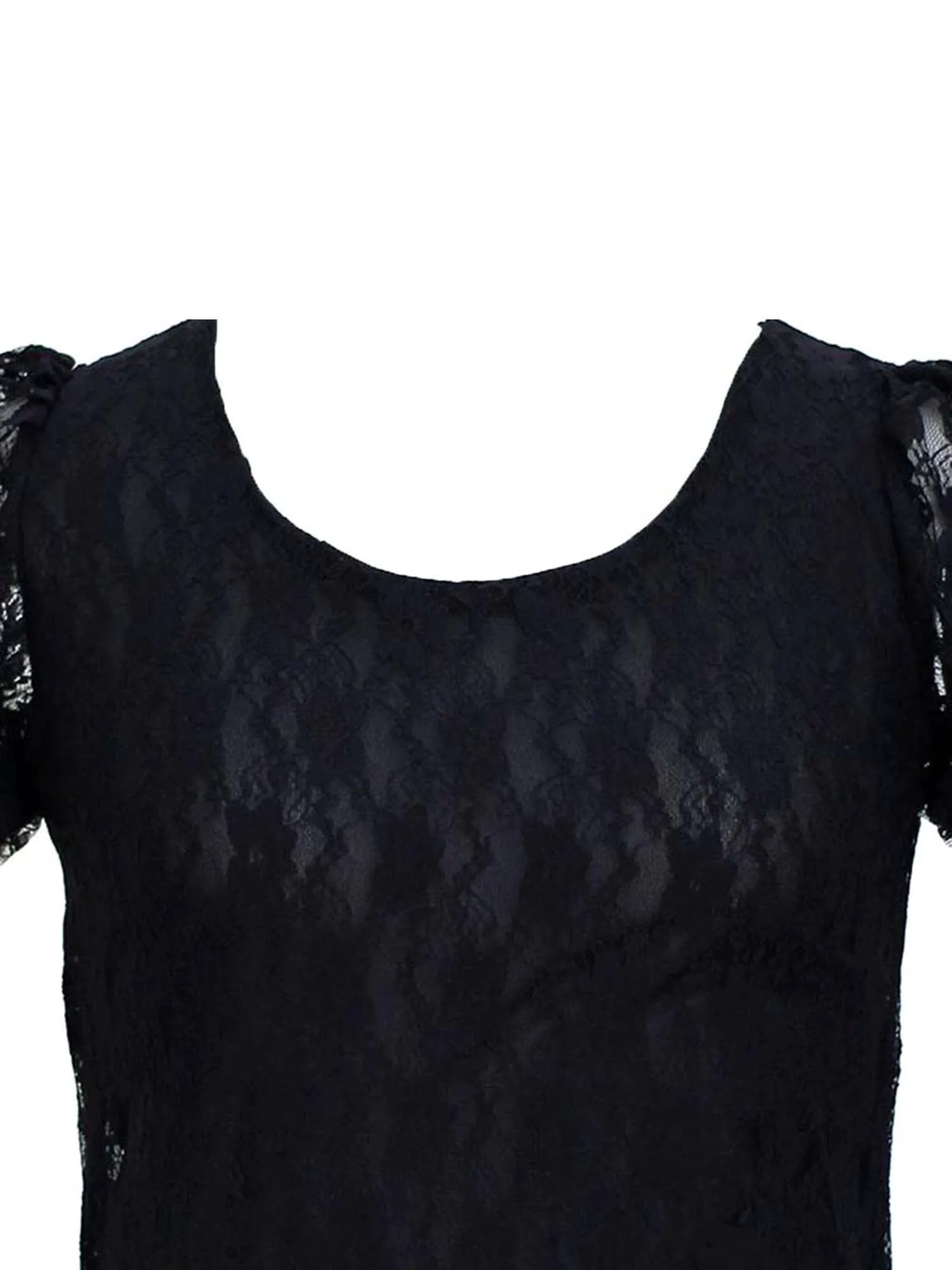 Short Sleeve Lace Blouse With Scoop Neckline