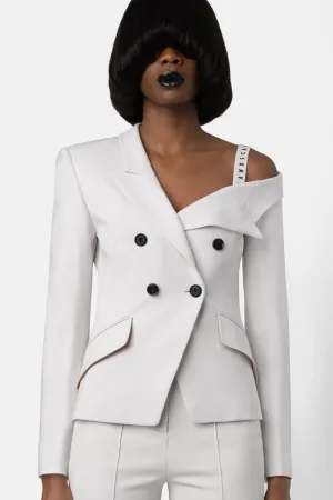Super Matte Jersey Off One Shoulder Blazer - Bone