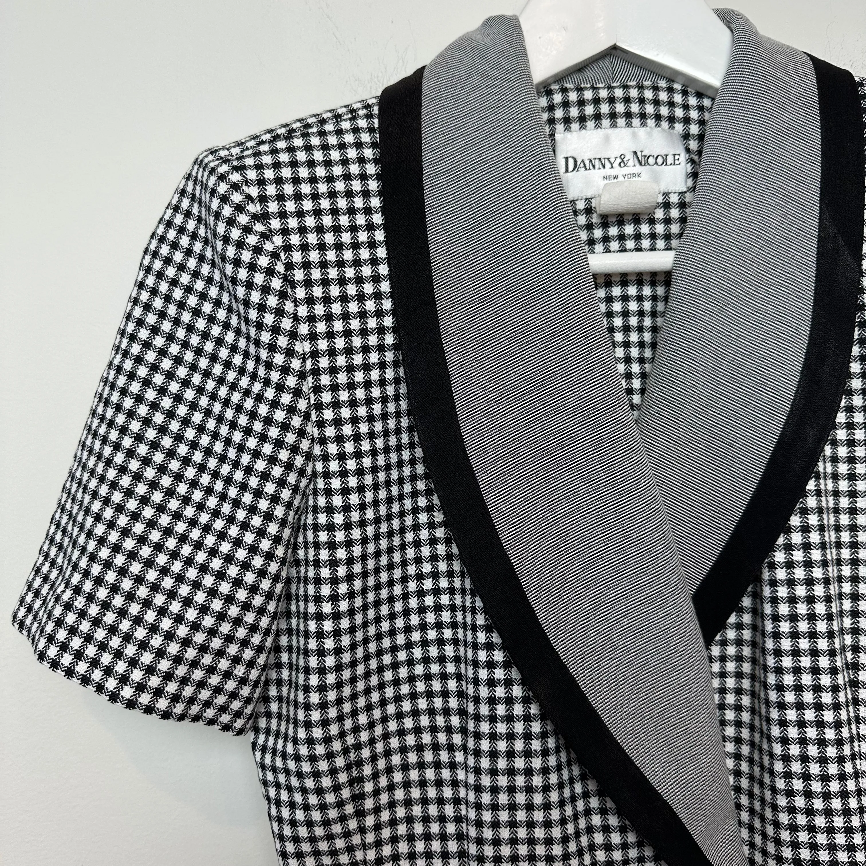 Vintage 80s Danny and Nicole Blazer Dress Black White Gingham 4P Made in the USA